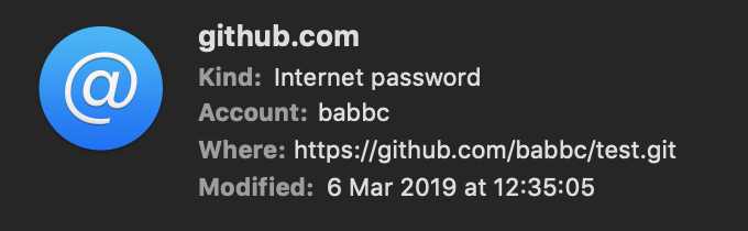 GitHub credentials for babbc account