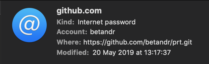 GitHub credentials for betandr account